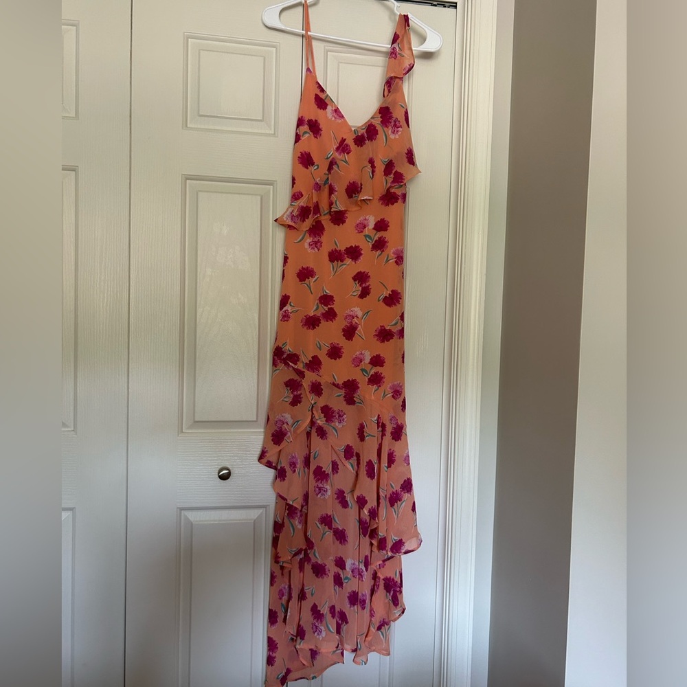 Lulus Floral Coral Orange Dress